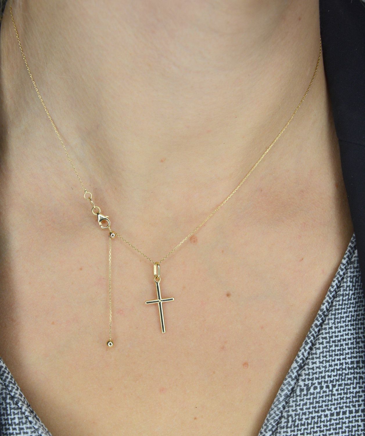 Złoty naszyjnik 585 o szerokości 0,5 mm ze złotą kuleczką DIA-LAN-1255-585 0,5mm.jpg